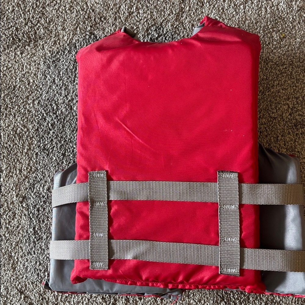 Red Youth Life Jacket with Gray Straps - Picture 2 of 3